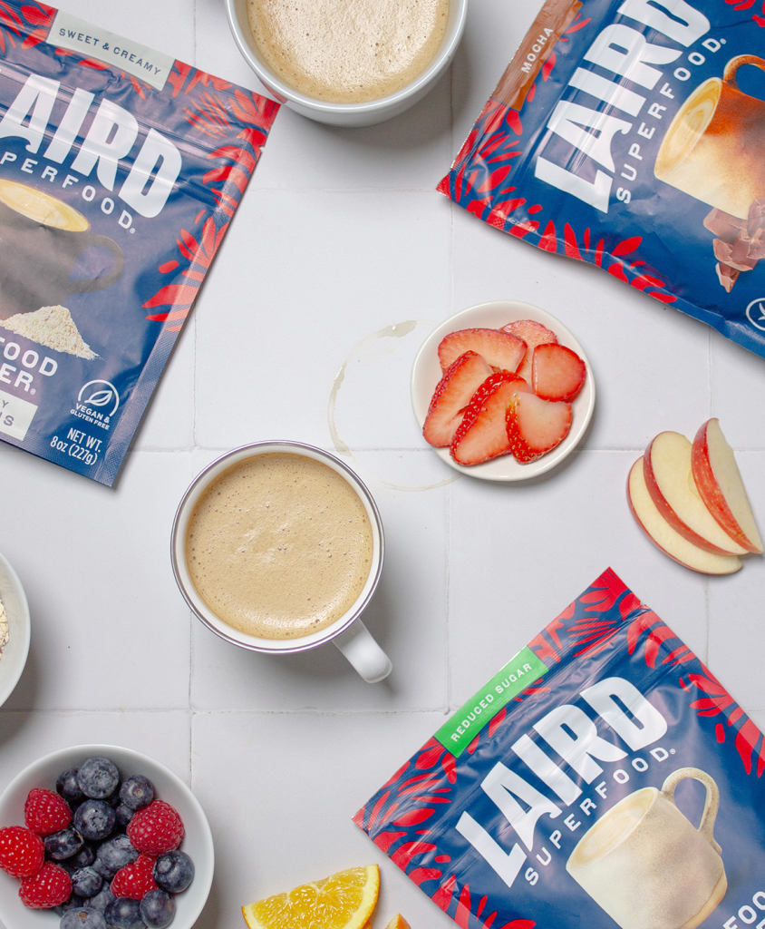 Laird Superfood products including plant-based creamers and adaptogenic blends 